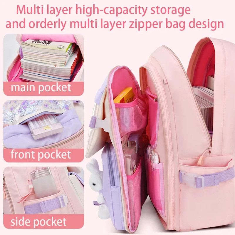 Cute Bunny Backpack Girls Large Capacity Waterproof School Bags